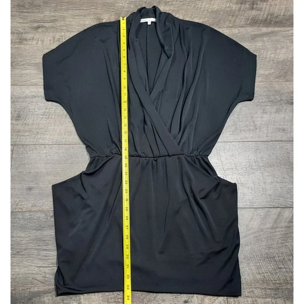 Rachel Roy Black Doleman Sleve Draped Faux Wrap 24 Hour Mini Dress Woman M - Picture 3 of 10